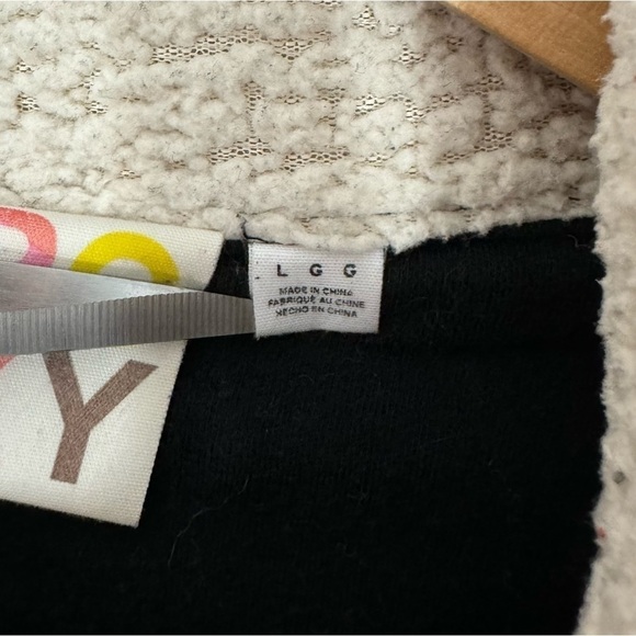 Vintage 2000s Y2k Roxy Zip Up Sweatshirt Jacket Womens L Black Plaid Cozy GUC - Picture 11 of 13